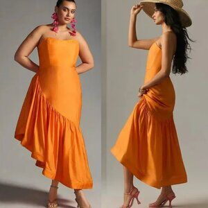 Anthropologie orange dress!! Let me be strapless dress!! Brand new with tags!